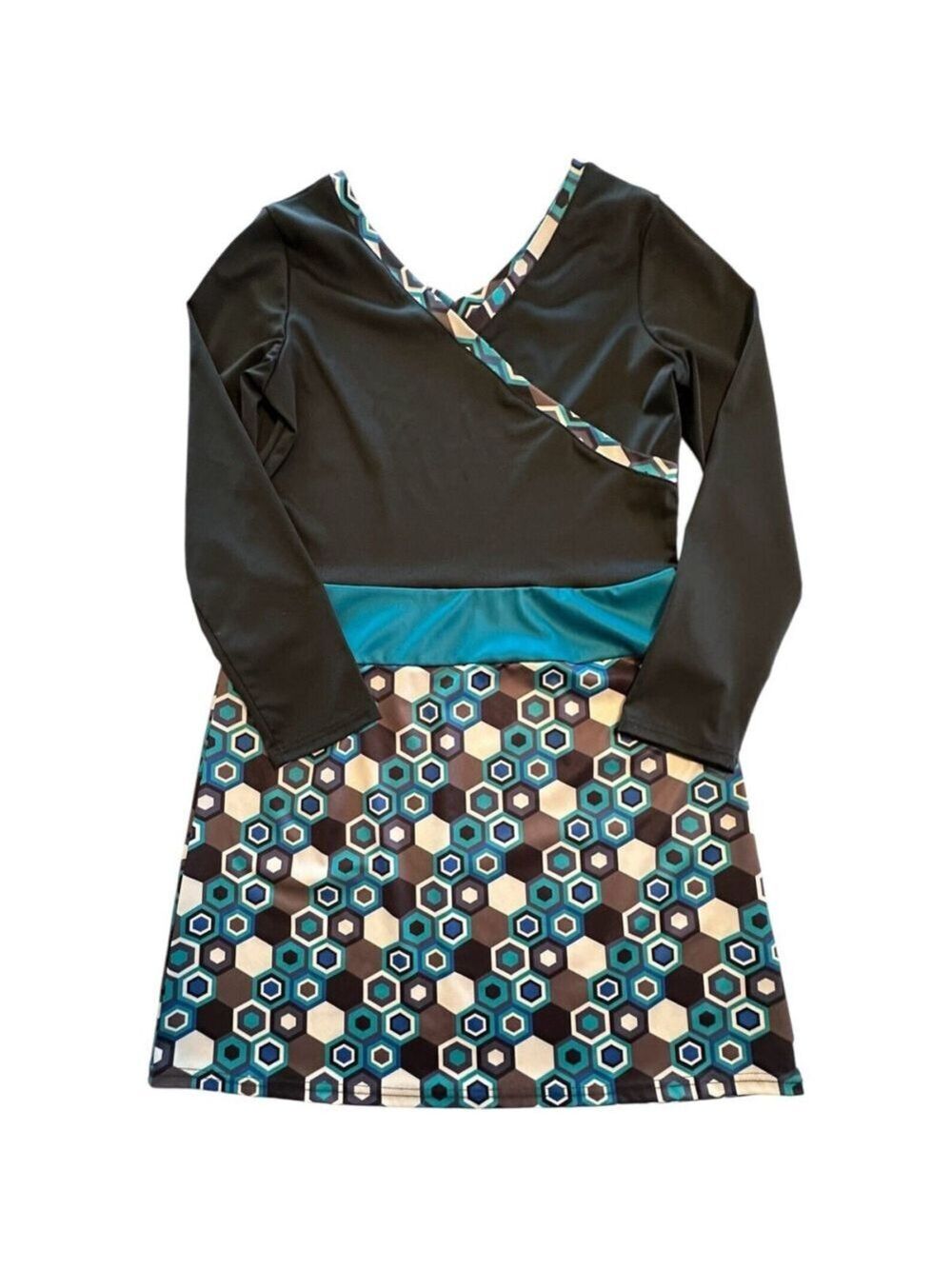 Misslook Casual Above Knee Slimming Dress XL Black Blue Circles Skirt